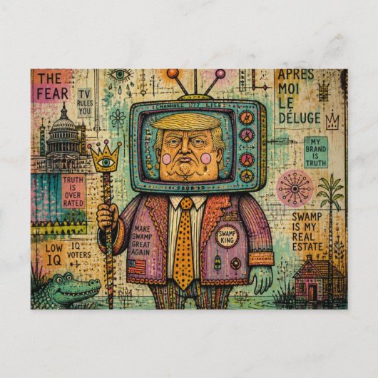 Trump Moeras Realiteit Mixed Media Briefkaart (Voorkant)