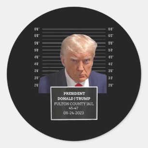 Trump Mok schoot President Donald J Trump Mugshot  Ronde Sticker