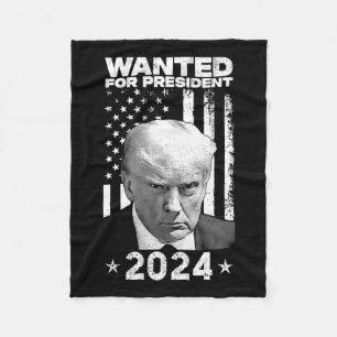 Trump Mok Shot gezocht voor de VS President 2024 Fleece Deken