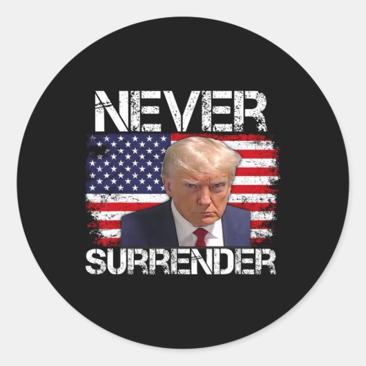Trump Mok Shot Never Surrender 2024 Ronde Sticker (Voorkant)