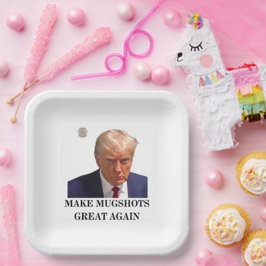 Trump Mok Shot Paper Borden Papieren Bordje (Feest)