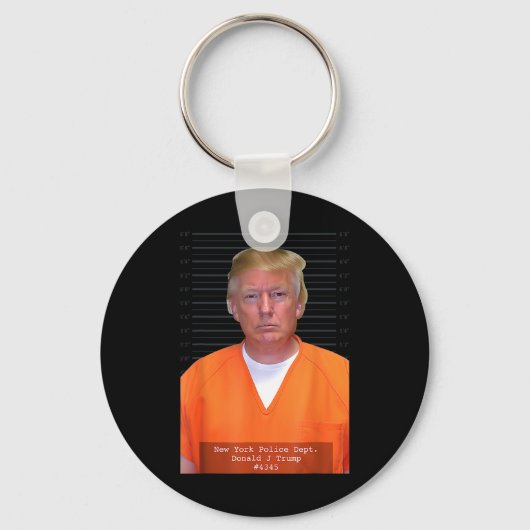 Trump Mok Shot Range Jumpsuit Parodie Achter Bars Sleutelhanger (Voorkant)