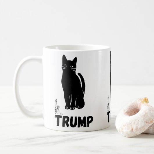 Trump mokken met zwarte kat (Met donut)