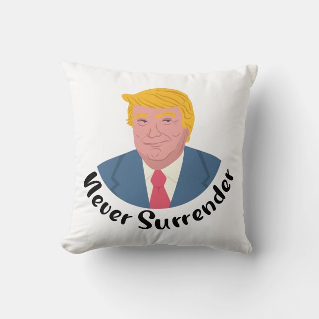 Trump Mugshot geeft zich nooit over Kussen (Voorkant)