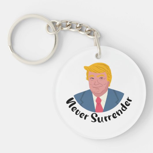 Trump Mugshot geeft zich nooit over Sleutelhanger (Voorkant)