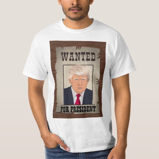 TRUMP MUGSHOT GEZOCHT VOOR PRESIDENT 2024 T-SHIRT (Voorkant)