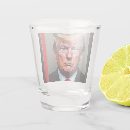 Trump Mugshot Shot glass Glas (Achterkant)