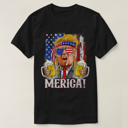 Trump Mullet 4 juli Amerikaanse vlag Merica T-shirt (Design voorkant)