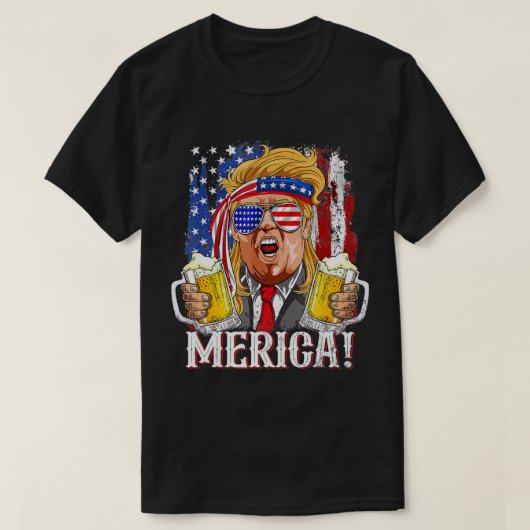 Trump Mullet 4 juli Amerikaanse vlag Merica T-shirt (Design voorkant)