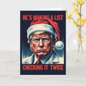 Trump Naughty List Christmas Card | Holiday Kaart (Gele Bloem)