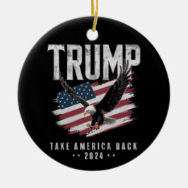 Trump Neem Amerika Terug 2024 Verkiezing Vintage Keramisch Ornament