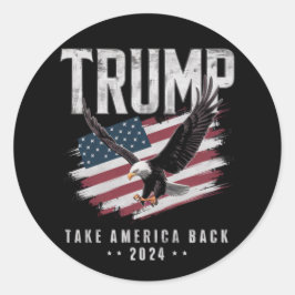 Trump Neem Amerika Terug 2024 Verkiezing Vintage Ronde Sticker