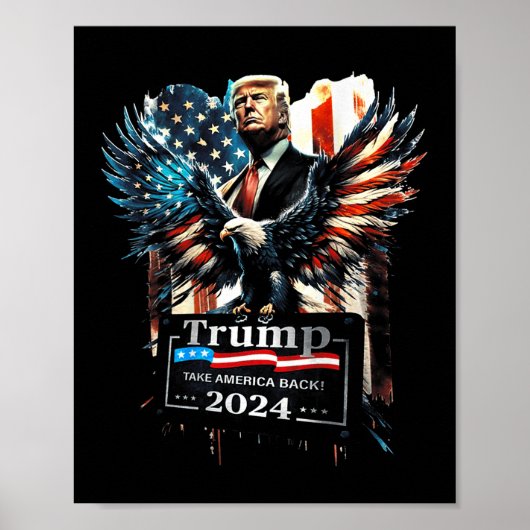 Trump neemt Amerika terug 2024 Eagle Amerikaanse v Poster (Voorkant)