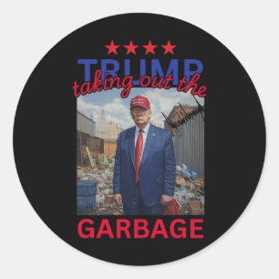 Trump neemt de Garbyge 2024 Grappige Trump weg Ronde Sticker