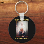 Trump niet schuldig Jezus Christus Patriot bidden Sleutelhanger (Voorkant)