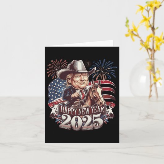 Trump Nieuwjaar 2025 Patriottisch Paard Trump Amer Kaart (Gele Bloem)