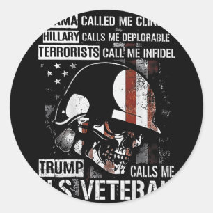Trump noemt me Amerikaanse veteraan schedel Amerik Ronde Sticker