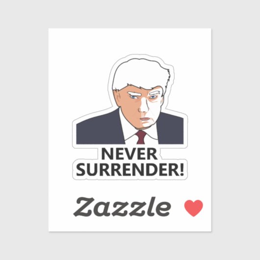Trump Nooit Overgave Mug Shot Sticker (Vel)
