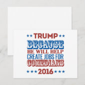 Trump omdat hij creëer banen helpt briefkaart (Voorkant / Achterkant)