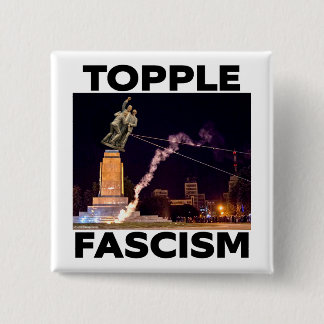 TRUMP "OMVER GOOIN VAN HET FASCISME" KNOP VIERKANTE BUTTON 5,1 CM