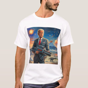 Trump op Alien Planet Dinosaurs Laser Pistool Volc T-shirt