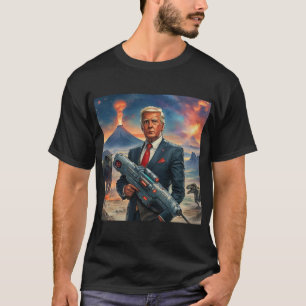 Trump op Alien Planet Dinosaurs Laser Pistool Volc T-shirt