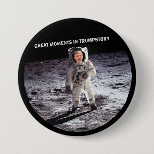Trump op de maan ronde button 7,6 cm