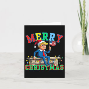 Trump op de plank Grappig Vrolijk Kerst Elf Famili Kaart
