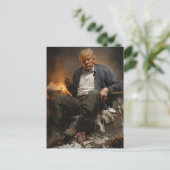 Trump op een stapel vlammend afval briefkaart (Staand voorkant)