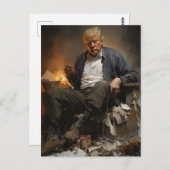 Trump op een stapel vlammend afval briefkaart (Voorkant / Achterkant)