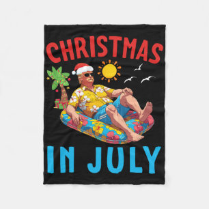 Trump Op Opblaasbaar Zwembad Drijft Happy Christma Fleece Deken