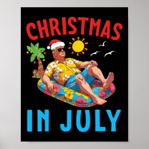 Trump Op Opblaasbare Zwembad Drijver Gelukkig Kers Poster