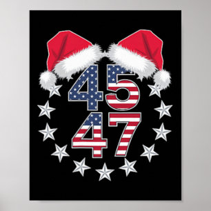 Trump op rug 45 47 President USA Santa Hat Christ Poster