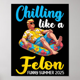 Trump Op Zwembad Drijver Koelt Af Als Een Misdadig Poster