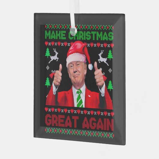 Trump Ornament, maak kerst weer geweldig Glas Ornament (Voorkant links)