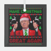 Trump Ornament, maak kerst weer geweldig Glas Ornament (Voorkant)