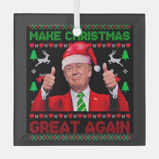 Trump Ornament, maak kerst weer geweldig Glas Ornament (Voorkant)