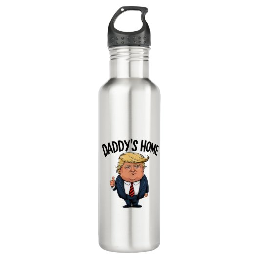 Trump Papa is thuis  Waterfles (Voorkant)