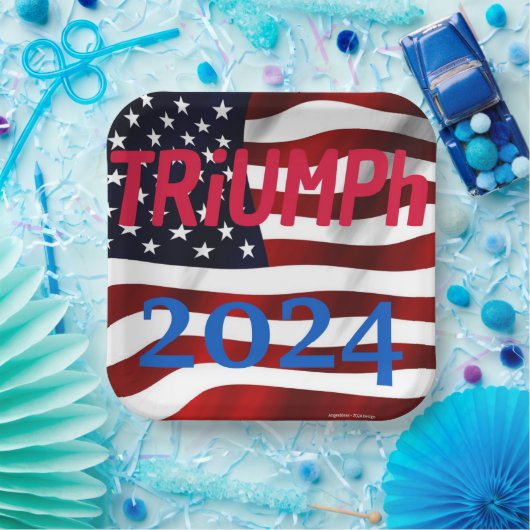 TRUMP Party Borden - "TRiUMPh 2024" Papieren Bordje (Feest)