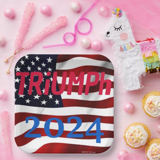 TRUMP Party Borden - "TRiUMPh 2024" Papieren Bordje (Feest)