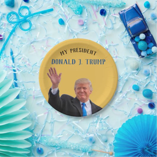 Trump Patriotic 🚗 USA Hij is mijn President Papieren Bordje (Feest)