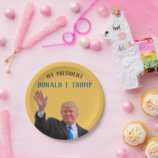 Trump Patriotic 🚗 USA Hij is mijn President Papieren Bordje (Feest)