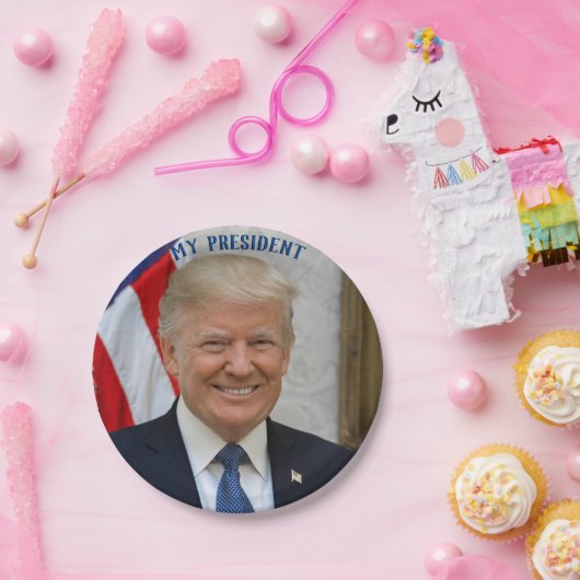 Trump Patriottisch 🚗USA Hij is mijn President Papieren Bordje (Feest)