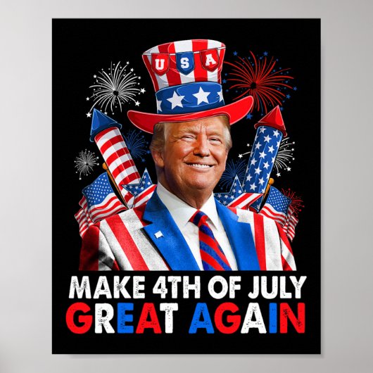 Trump Patriottisch Vuurwerk maken 4 juli geweldig  Poster (Voorkant)