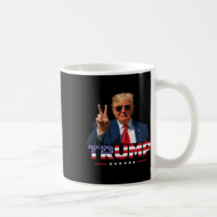 Trump Peace Sign Hand Amerikaanse vlag Trump 2024 Koffiemok