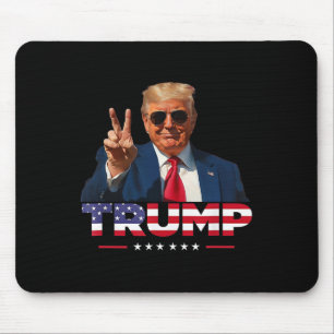 Trump Peace Sign Hand Amerikaanse vlag Trump 2024 Muismat