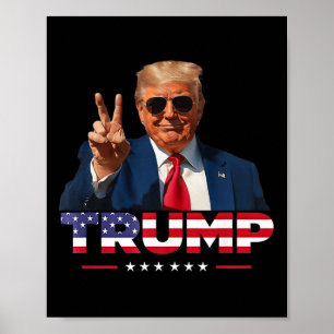 Trump Peace Sign Hand Amerikaanse vlag Trump 2024 Poster