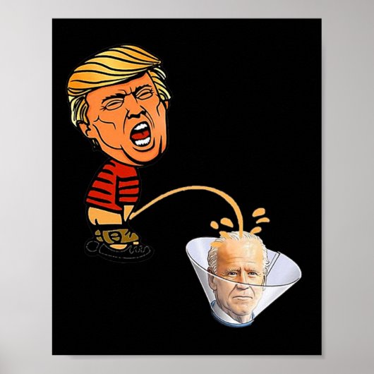 Trump peeing' 0n Biden  Poster (Voorkant)