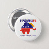 Trump Pence 2016 Elephant Toupee Campaign Button (Voorkant /achterkant)