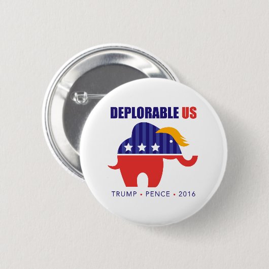 Trump Pence 2016 Elephant Toupee Campaign Button (Voorkant /achterkant)
